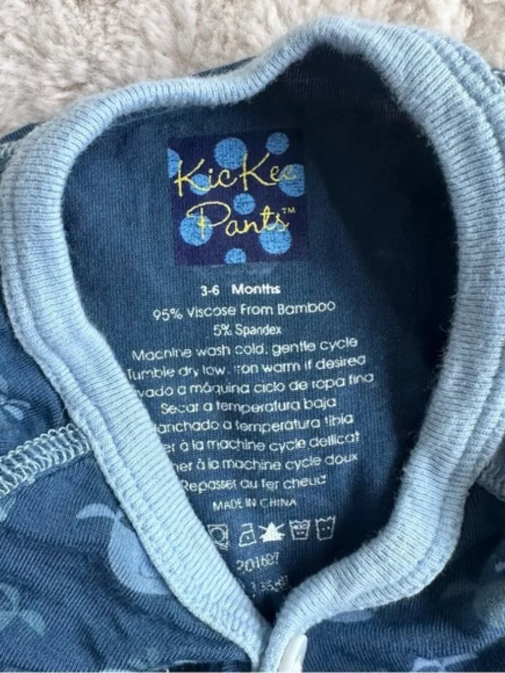 Kickee Pants | Twilight Tiny Whales Long Sleeve Kimono Onesie | Size 3-6 Months